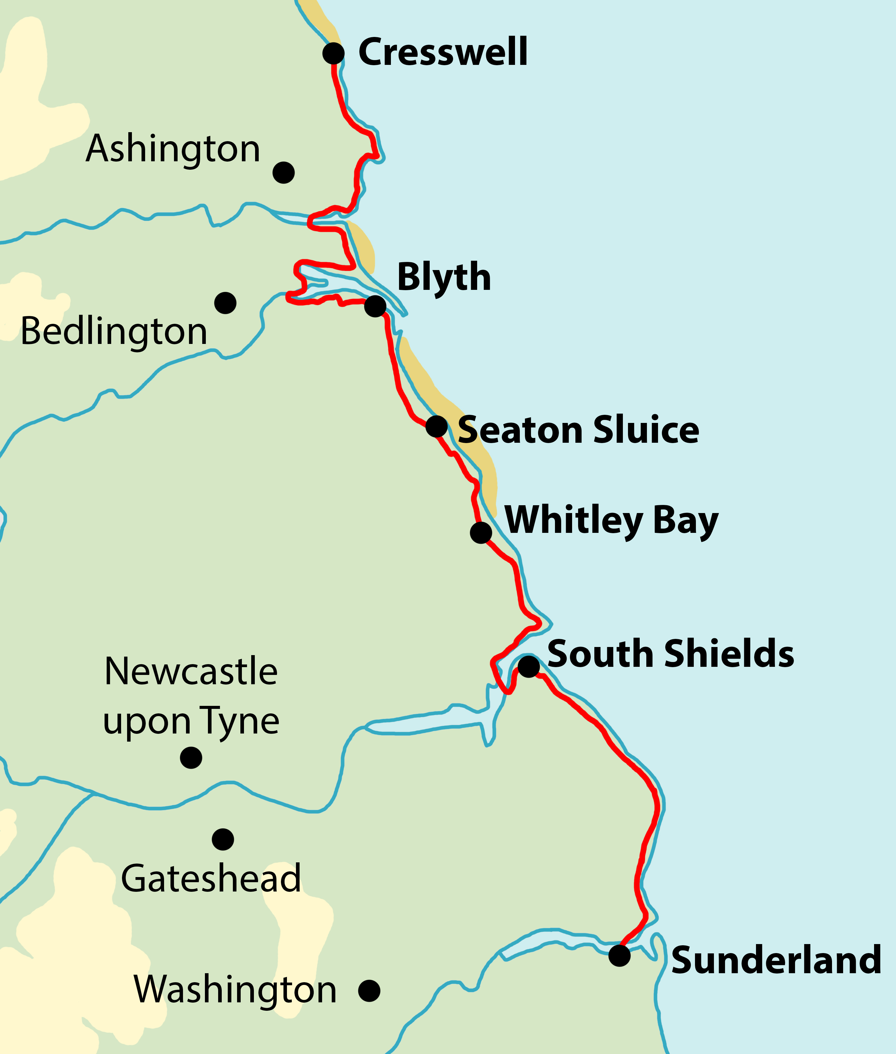 South Northumberland Coast map